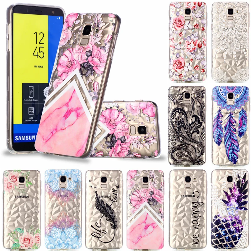 

3D Relief Varnish Rhombus Pattern Phone Soft Silicone TPU Case Cover Shell for Samsung Galaxy J3 J5 J7 2017 J2 Pro J4 J6 2018 EU