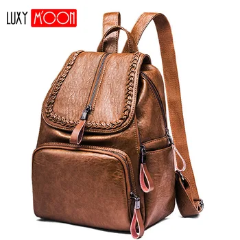 

Vintage Women Backpack Casual Large Capacity School Backpack Preppy Style Shoulder Bag Travel Bag Pocket Knitting Mochila XA115K