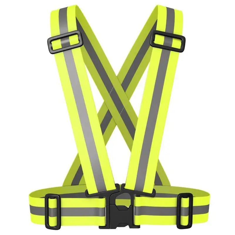 Traffic reflective vest elastic cycling straps safety clothing bright