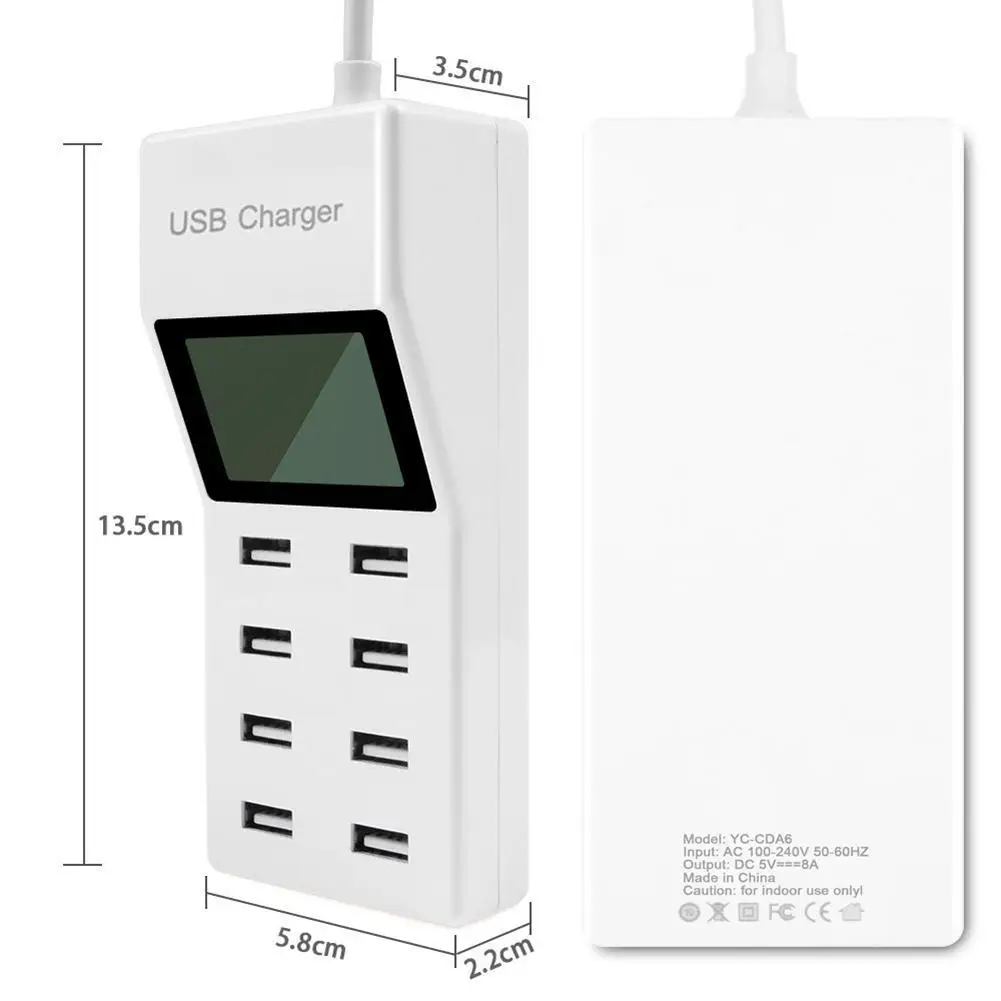 8 USB порт настенная зарядная станция зарядное устройство розетка с ЖК дисплеем