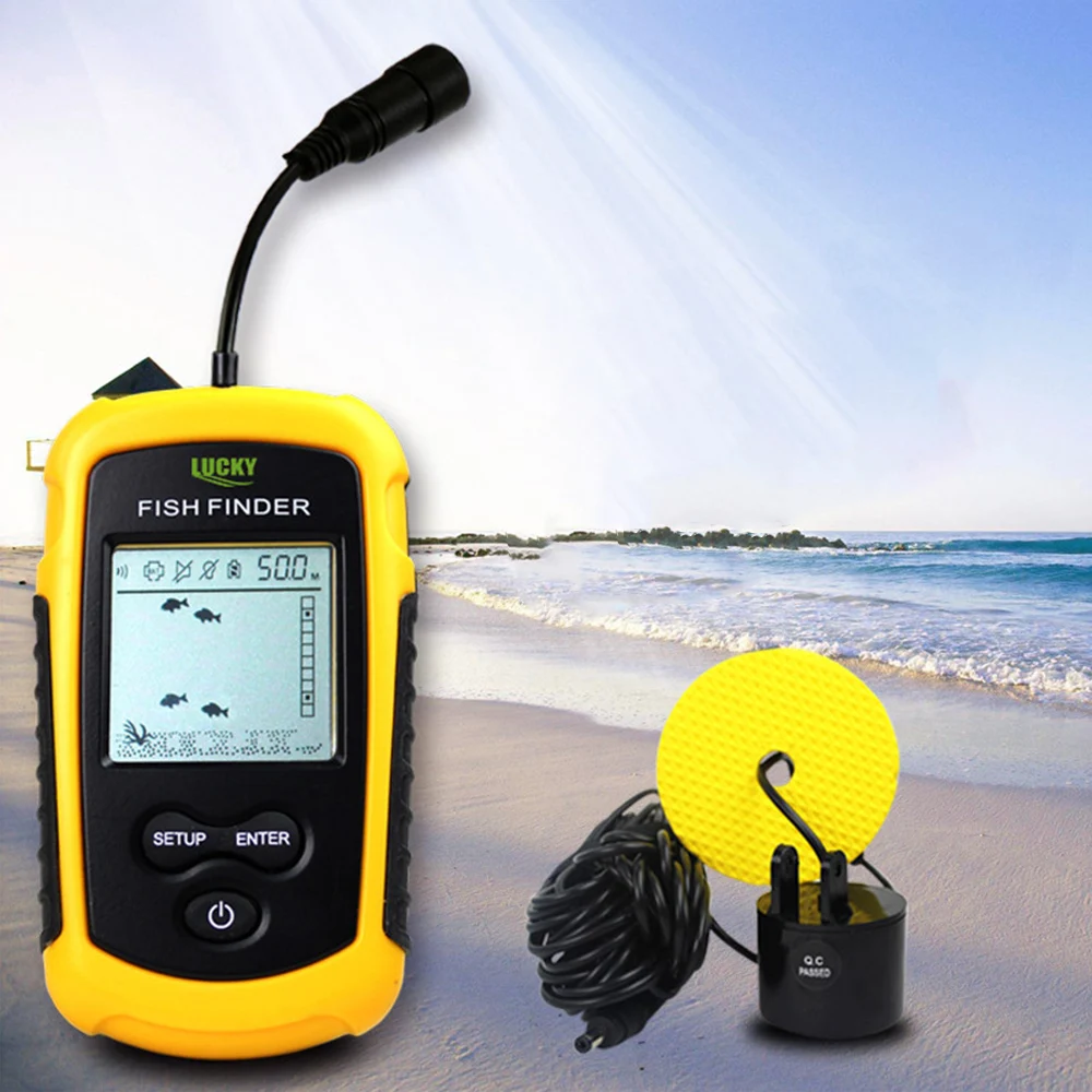 

Lucky FF1108-1 Wired Waterproof Fish Finder Sonar Sensor Fish Alarm 0.7-100M 200kHz Transducer Sensor Depth Fish Finder