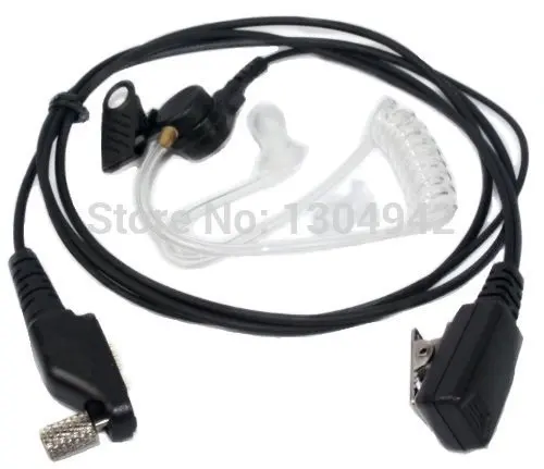 KS K-STORM Acoustic Tube Surveillance Earpiece Headset for Icom Radio IC-F3 IC-F3S IC-F4 IC-H6 IC-U12 IC-V82，PU Material Black Pack of 2