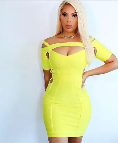 yellow bandage dress