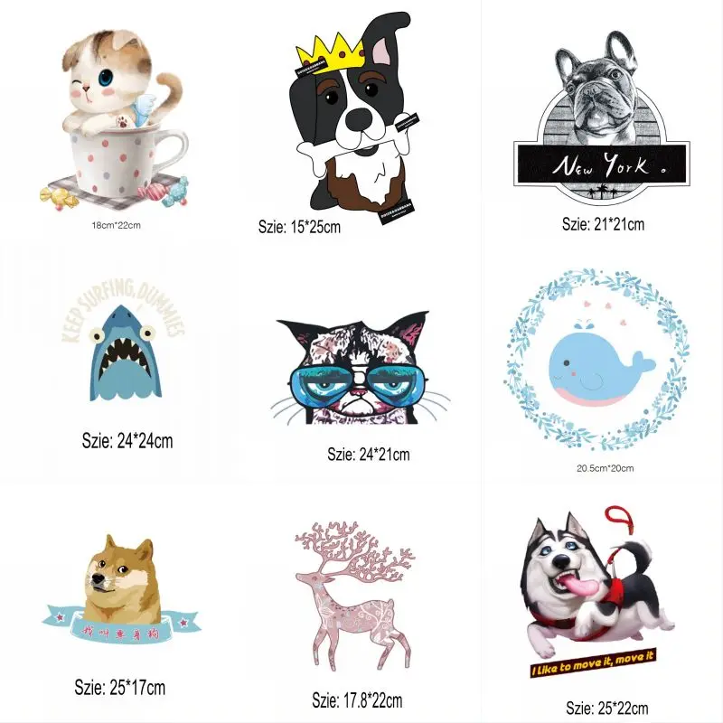 

New Fashion Animal Iron On Patches Stickers Washable Appliques A-level Heat Transfer Printed For DIY T-shirt Accessory Clothes