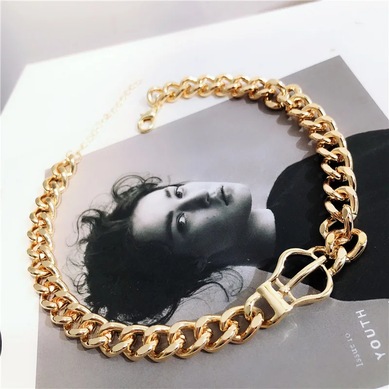 

Vintage Gold Color Choker Necklace Collar Women Punk Chunky Statement Clavicle Chain 2019 Fashion Jewelry