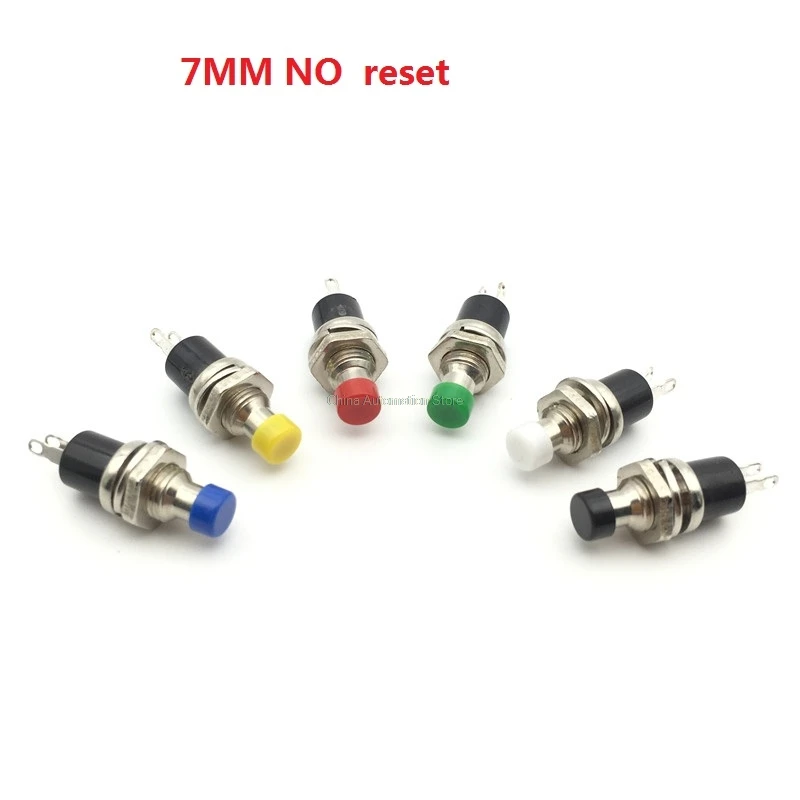 

10Pcs 7mm Thread Multicolor 2 Pins Momentary Push Button Switch 125V 3A
