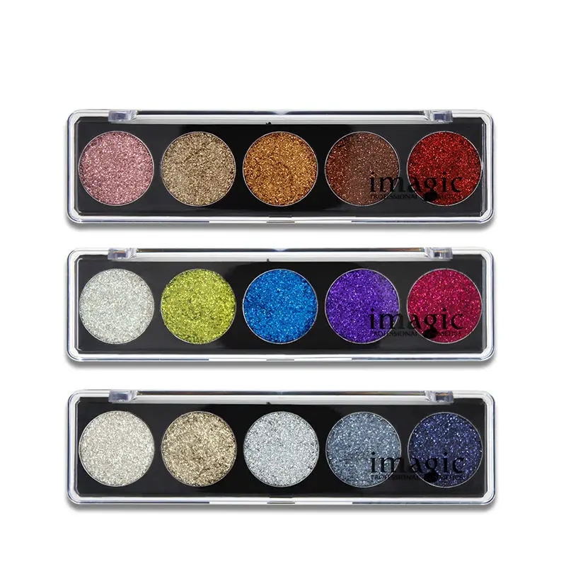 

IMAGIC Brand 5 Colors Glitter Bright EyeShadows Cosmetic Makeup Pressed Glitters Diamond Metallic Eye Shadows Palette #247693
