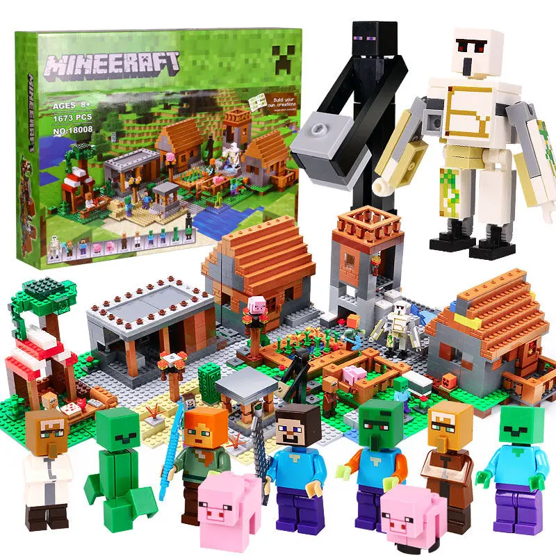 

new LEPIN 18008 1673pcs Minecrafted My World Series Village Model Building Blocks Bricks Model LEGOINGlys 21128 Toys for Kids
