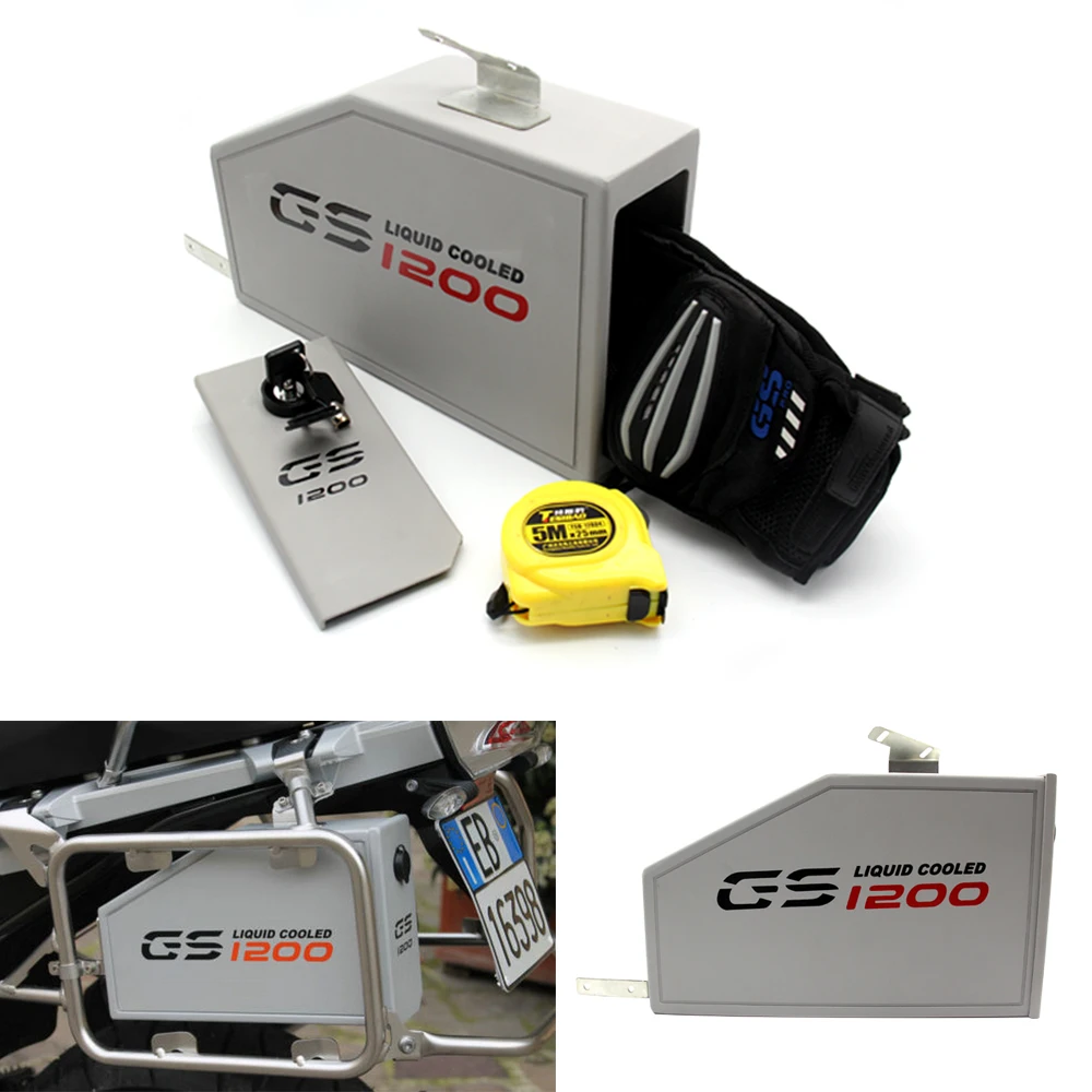 Online Para BMW R1200GS LC Adventure R 1200 GS Caja de Herramientas 2014 2018 caja de aluminio decorativa 5 litros para soporte lateral izquierdo 2013 18