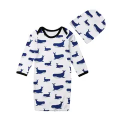 2 шт., хлопковые спальные мешки для новорожденных мальчиков и девочек, шапки с милым рисунком акулы, пеленка, муслиновая Пеленка, одеяло