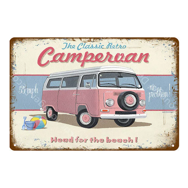 Классический Campervan Combi дорожный автомобиль металлические знаки надпись "Алоха Гавайи" вагон автомобиль ВИНТАЖНЫЙ ПЛАКАТ Железный крафт Паб Бар комната Домашний декор