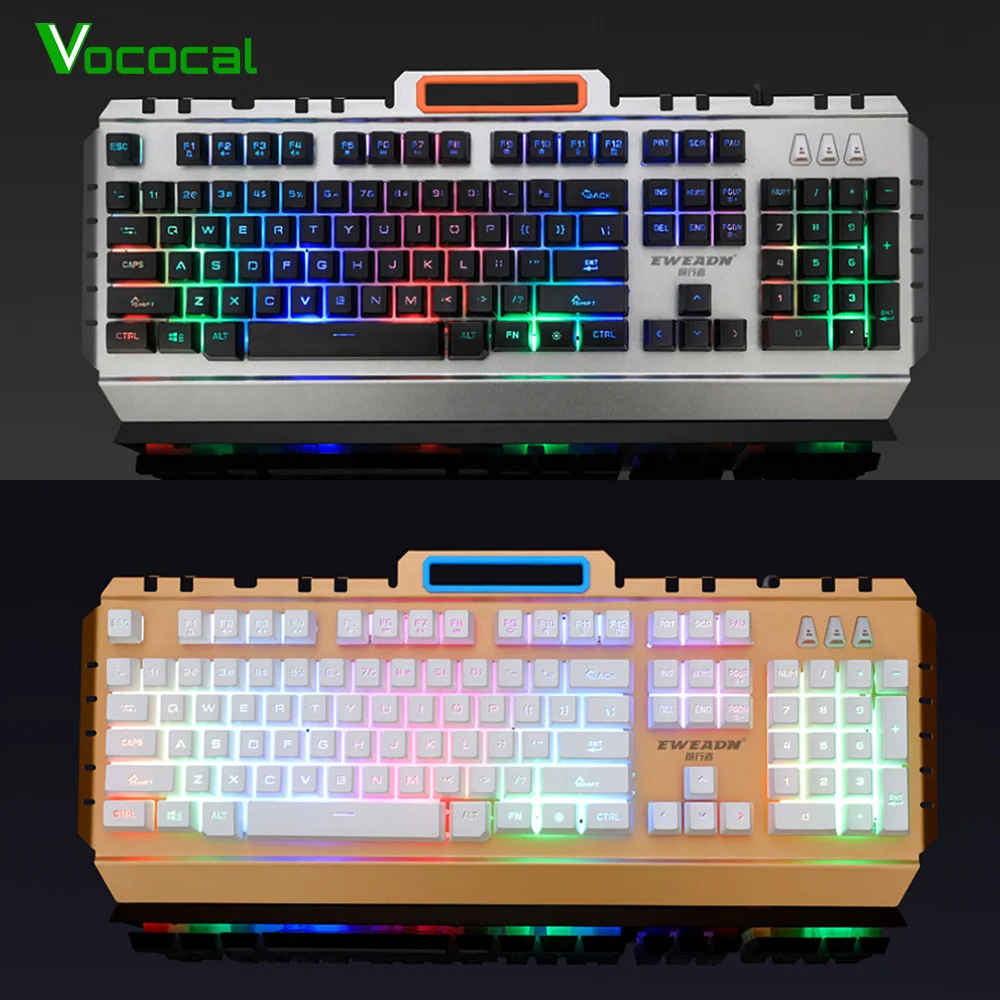 Vococal светодиодный Подсветка 104 ключ USB проводной Механическая Feel Игры Геймер