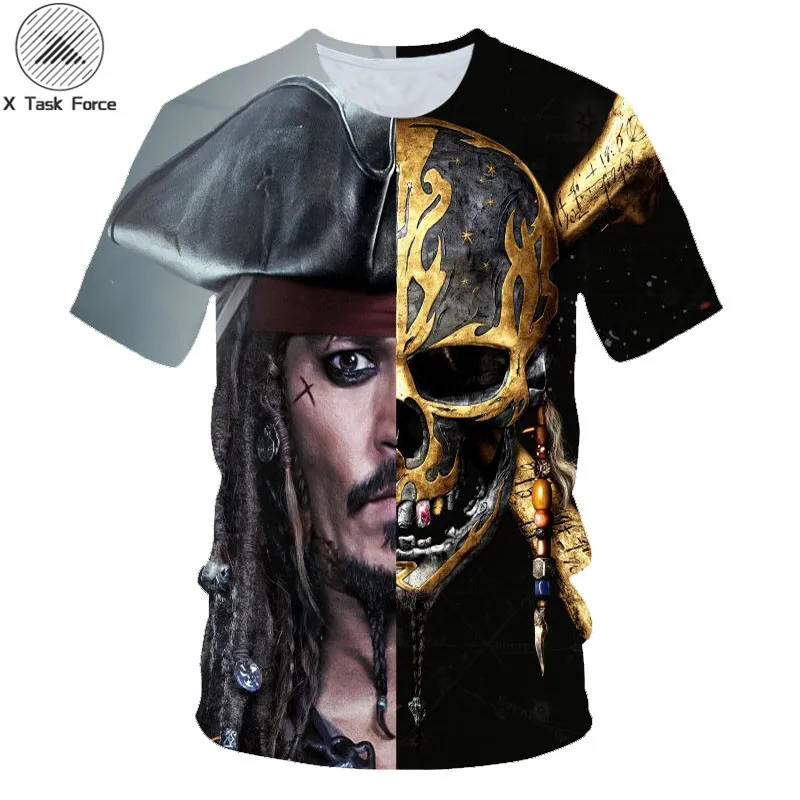 

2019 summer Men/Women t shirt Jack Sparrow Retro Style T-shirt movie Pirates of the Caribbean Print 3d Fashion tshirt Drop Ship