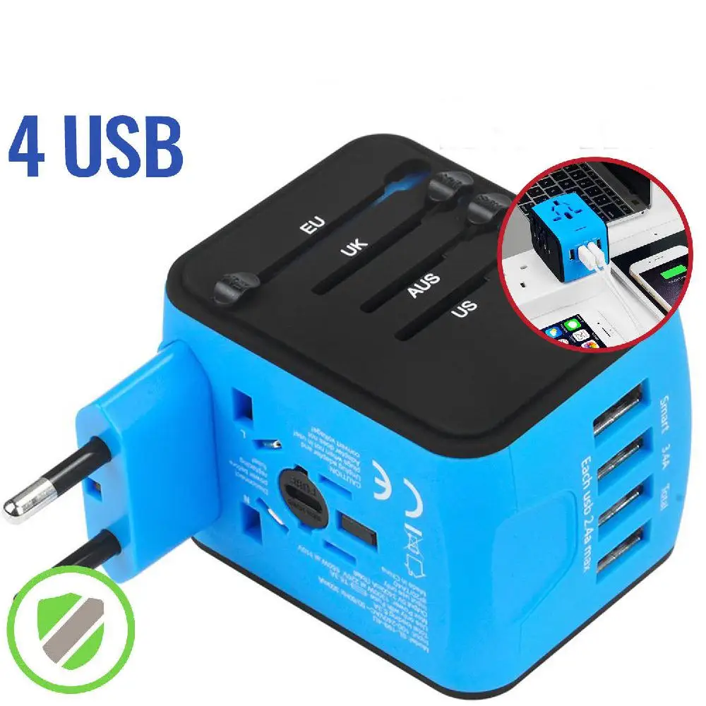 

LED Power Indicator Travel Adapter Universal International Power built in Smart IC Chip Eu Outlet Plug US EU UK AU r15