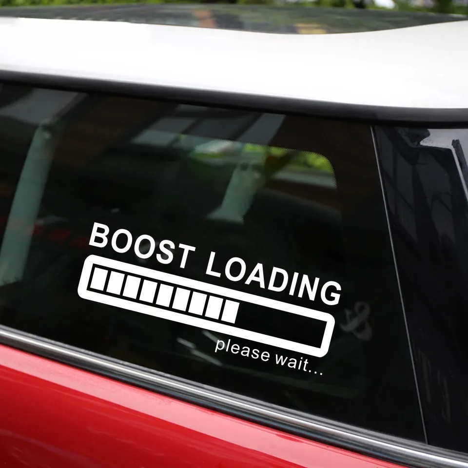 Creative Boost Loading Please Wait For Turbo Funny Car Stickers Car styling Black Silver Laser Motocycle Auto Stickers 14CM5CM (11)