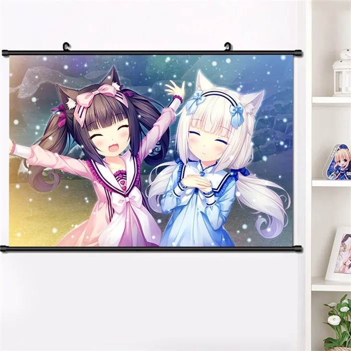 Аниме NEKOPARA Chocolat ванильный Azuki кокосовый настенный Свиток Плакат манга настенные подвесные плакаты модное украшение дома 40*60 см - Цвет: C