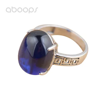 

Vintage 925 Sterling Silver Prong Setting Oval Blue Stone Solitaire Ring for Women Girls Size 6 7 8 Free Shipping