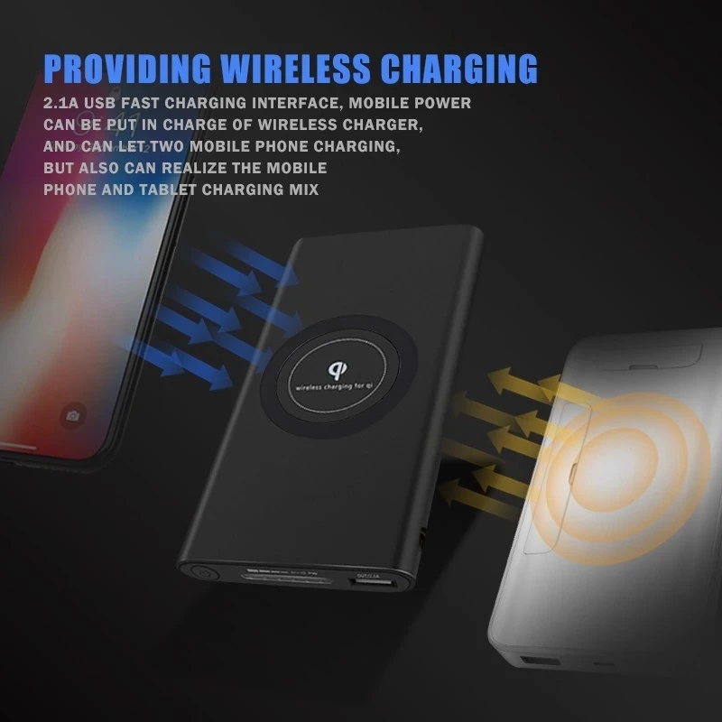 10000 мАч Универсальное портативное зарядное устройство Qi Беспроводное зарядное устройство для iPhone XS samsung S6 S7 S8 зарядное устройство Беспроводное зарядное утройство для телефона