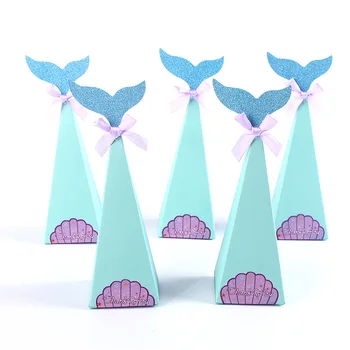 

20pcs Under The Sea Party Candy Boxes Little Mermaid Party Supplies Theme Mermaid DIY Gift Box for Kids Birthday Favor Mint Blue