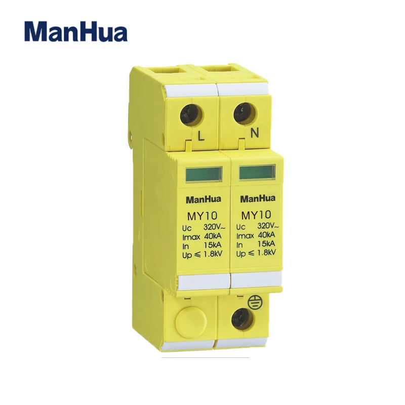 Дешевый Manhua 15KA ~ 40KA 2 P House surge protector низкое напряжение арестованное устройство защита от молнии защитный
