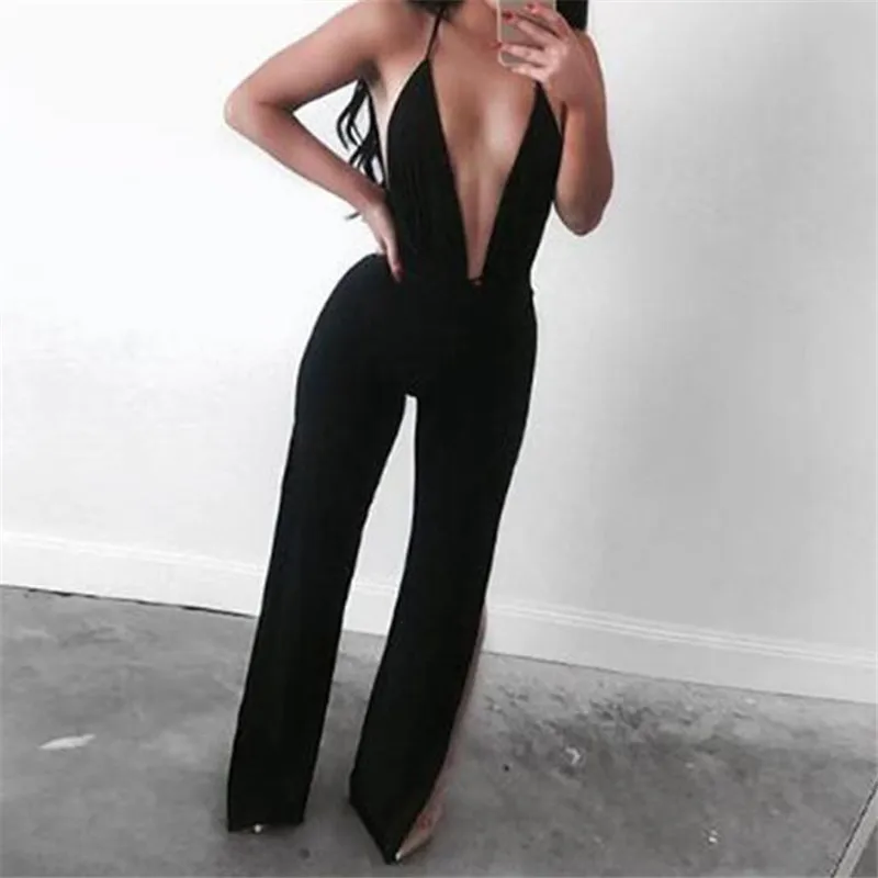 2018 rompers womens jumpsuit Sleeveless Deep V Neck