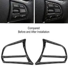 Углеродное волокно автомобильный Стайлинг рулевое колесо Кнопка рамка крышка Накладка Стикеры для BMW F30 3 серии 2013