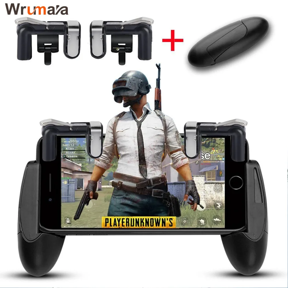 Kopen Draagbare Game Trigger Fire Knop Smartphone Mobiele Joystick Game L1 + R1 Shooter Controller PUBG Survival Regel R gaming Tri