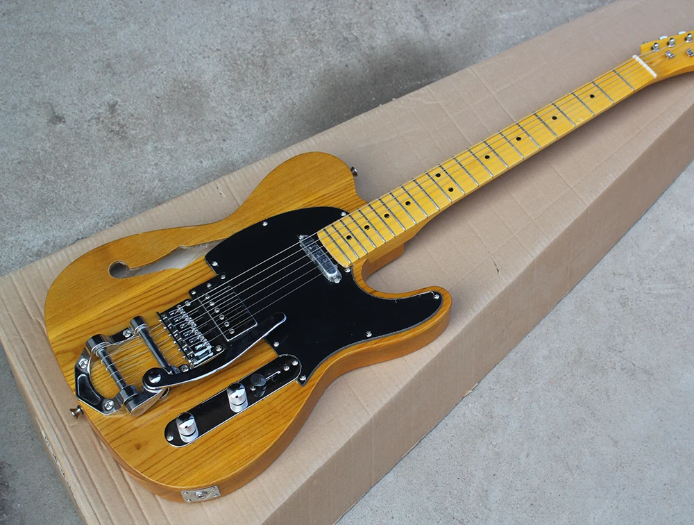 

Semi-hollow Electric Guitar with Black Pickguard,ASH Body,Yellow Maple Neck,Chrome Hardwares,offering customized services