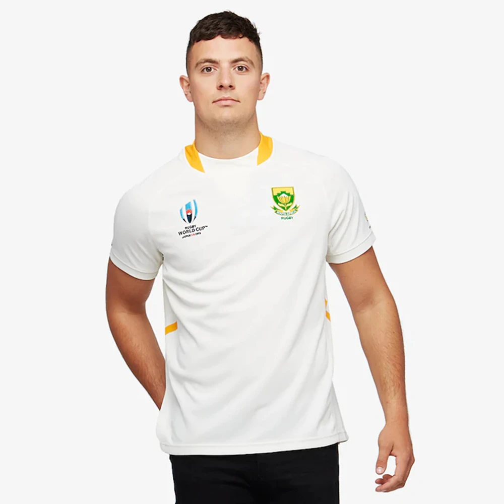 المبيعات الساخنة 2019 كأس العالم جنوب أفريقيا المنزل بعيدا جيرسي قميص الوطني لجنوب أفريقيا فريق قميص كرة قدم أمريكية مصنوع من الصوف قمصان