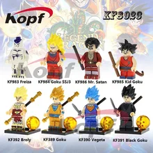 10 компл. KF8023 Dragon Ball Z фигурки г-н сатана фрайза Вегета супер саяйн Бог черный ребенок Гоку строительные блоки игрушки для детей