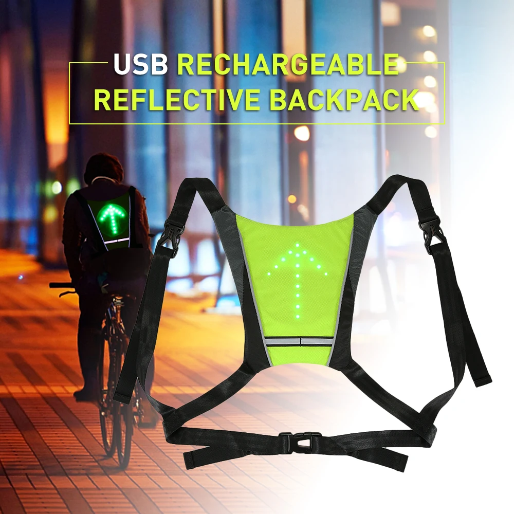 

Lixada USB Light Reflective Vest Backpack Led Turn Signal Outdoor Sport Safety Bag Gear Remote Control For Cycling Running Walk