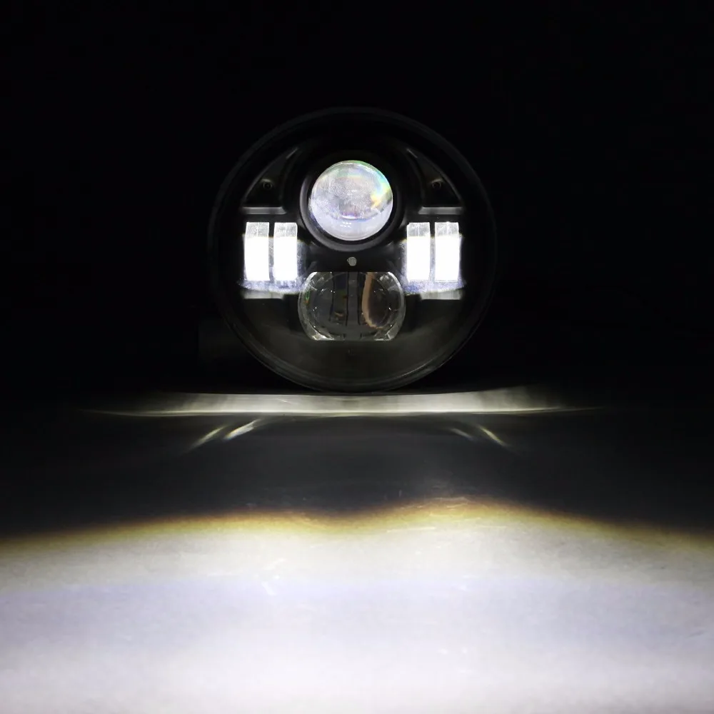 " 54 Вт мото проектор светодиодный налобный светильник комплект для Harley Davidson Мотоцикл Джип налобный фонарь с Парковочный светильник DRL