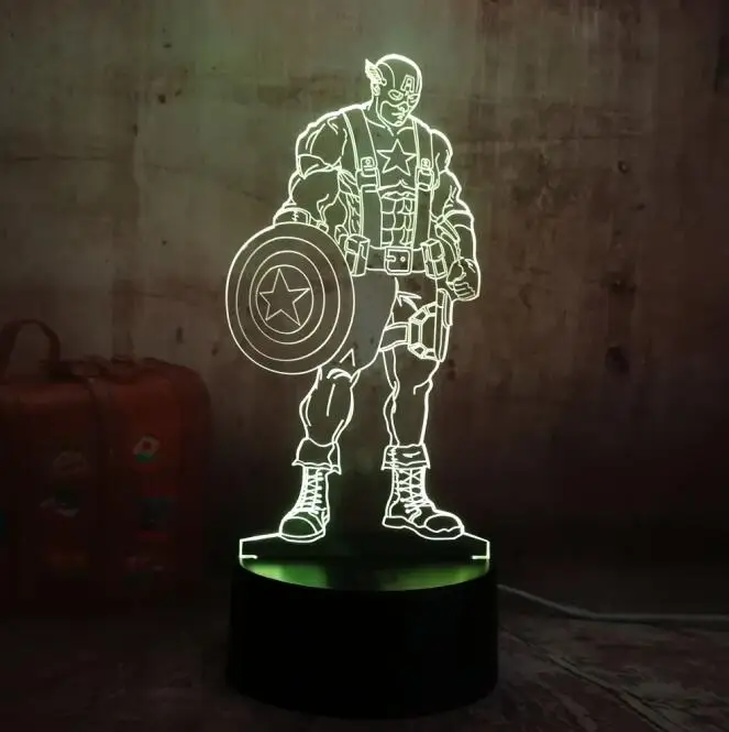 Captain America 4 Marvel Legends первые Мстители Капитан Америка Щит 3D Оптическая иллюзия Ночной светильник светодиодный настольная лампа лучший подарок на день рождения игрушки - Испускаемый цвет: Captain America 4