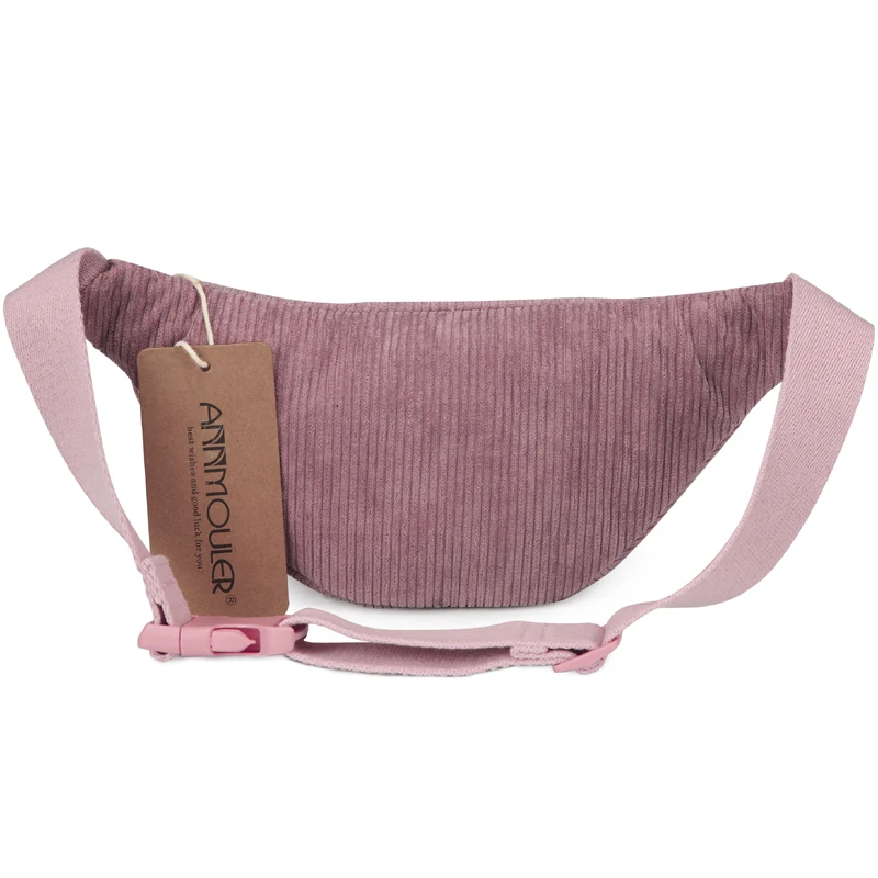 Annmouler Brand Fashion Girls Waist Bag Polyester Fanny Pack High Quality Patchwork Waist Pack Adjustable Pink Bum Bag