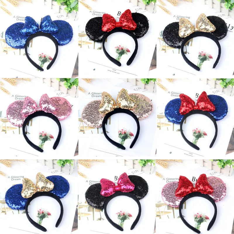 

Girls Cute Mickey Mouse Women Headband Pink Ear Scrunchie Bow Hair Accessories for Birthday Party Celebration Hair Bows For