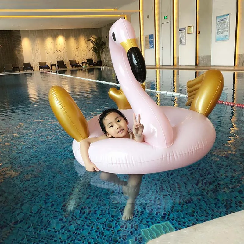 130 см золотые крылья Розовый фламинго плавательный круг гигантский бассейн надувной круг для взрослых Летние Водные виды спорта игрушки