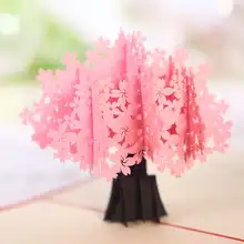 DoreenBeads 3D карта вишневый цвет Сакура открытка-раскладушка День Святого Валентина юбилей Свадебная карта подарок открытка 15*15 см 1 шт