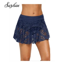 Suzhan, Женская юбка с трусиками, кружева, кроше, бикини, низ, купальник, юбка, короткое бикини, юбка, Skort Swimdress