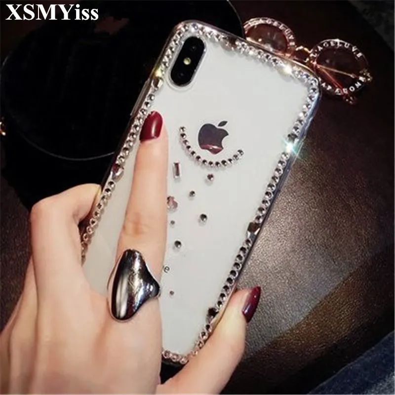 Прозрачные чехлы со стразами XSMYiss для Samsung A3 A5 A7 2017 A9 A8 A6 PLUS A50 A70 A80 прозрачные