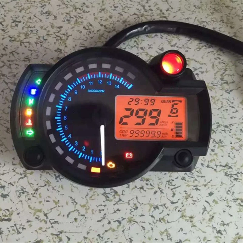 Motorcycle Gauges Odometer LCD Color Speedometer Meter 6 Gear Odometer