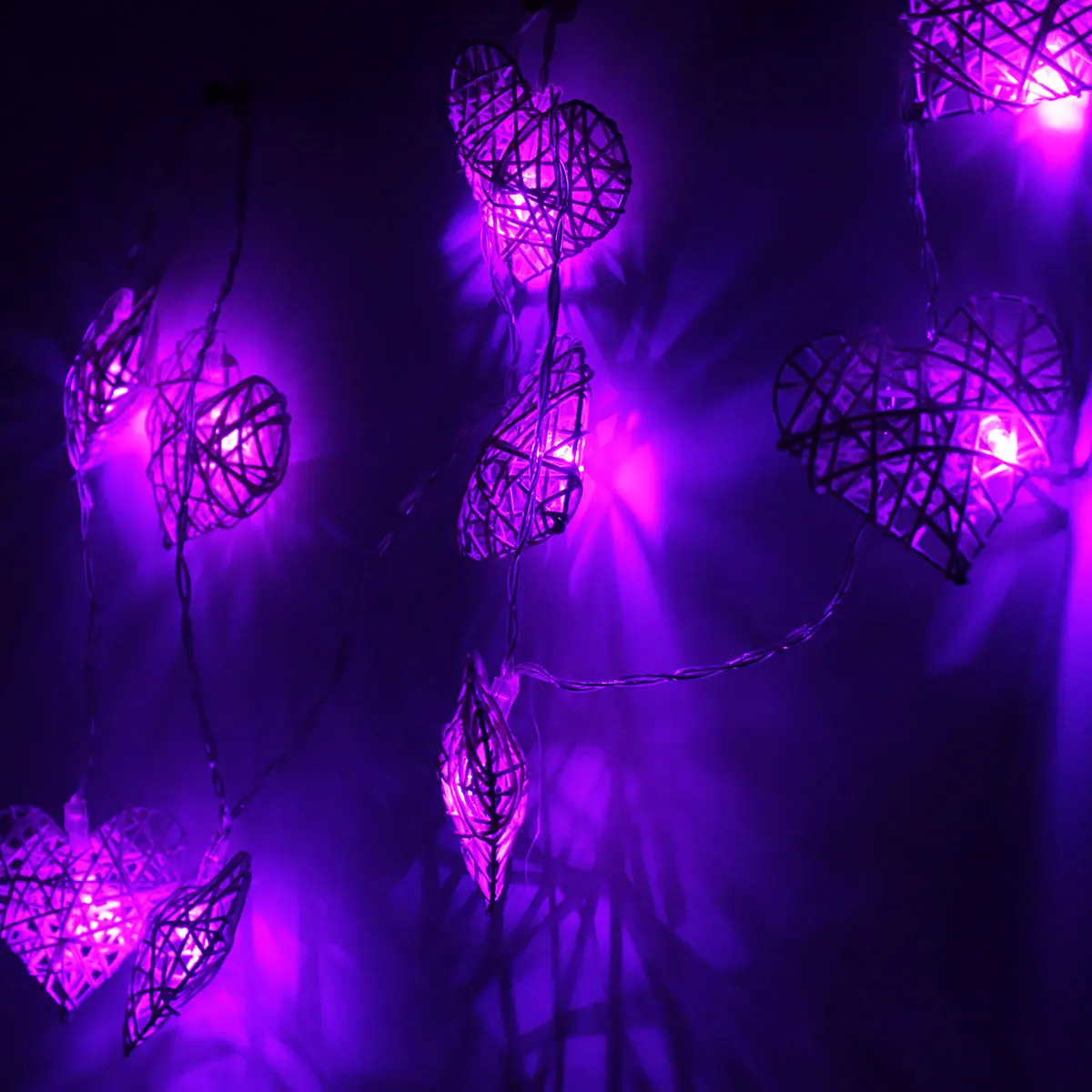 10 LED Rattan Heart String Fairy Lights Lamp Party Home Bedroom Xmas Wedding Decor