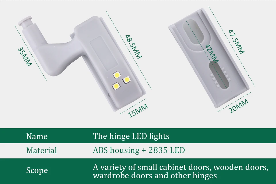10 шт. Универсальный светодиодный светильник для шкафа, внутренний шарнир, умная лампа для шкафа, датчик для дома, кухни, ночник