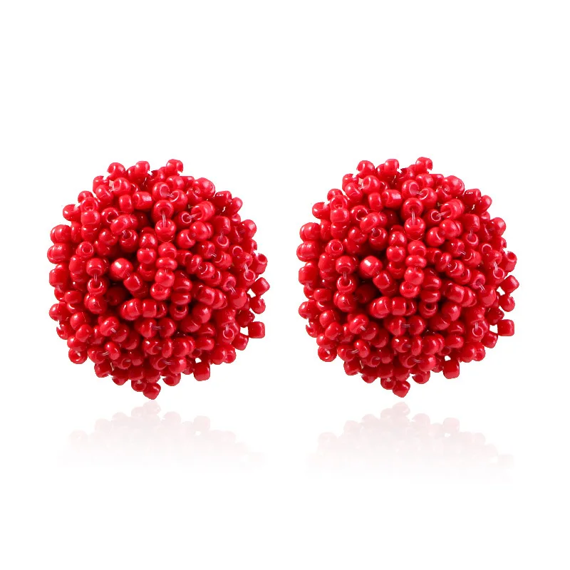 

Handmade Beaded Bohemia Earring Fashion Ethnic Large Beads Statement Earrings Wedding Bridal Statement Jewelry Geometric Gift