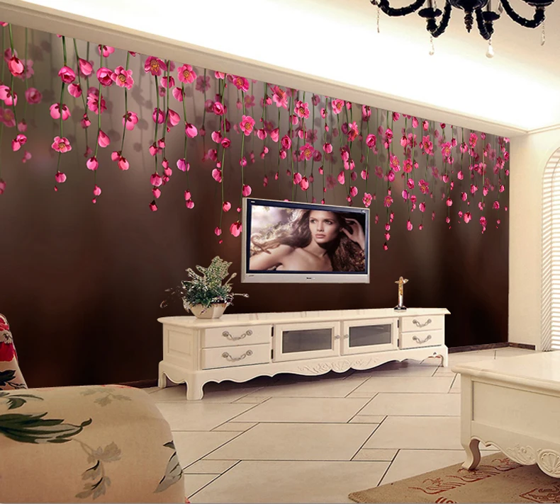 3D Wall Murals Wall Paper Mural Luxury Wallpaper Bedroom for Walls Home Decoration Grande Fresque Murale Paysage Red Flower