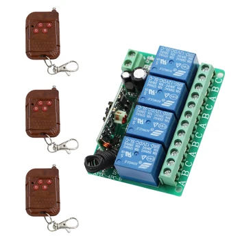 

DC12V 4CH 10A RF Wireless Remote Control Switch System 3 Transmitter & 1 Receiver Relay Receiver Smart Home Switch 315/433Mhz