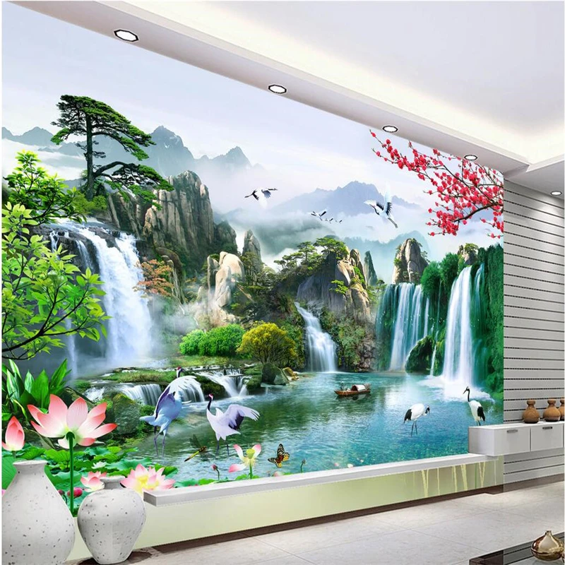 Beibehang Kustom Wallpaper Mural Ukuran Foto Pemandangan Gunung Hemat Air Cina Dinding Latar Belakang Tv Papel De Parede Wallpaper Mural Custom Wallpaper Muralstv Background Aliexpress
