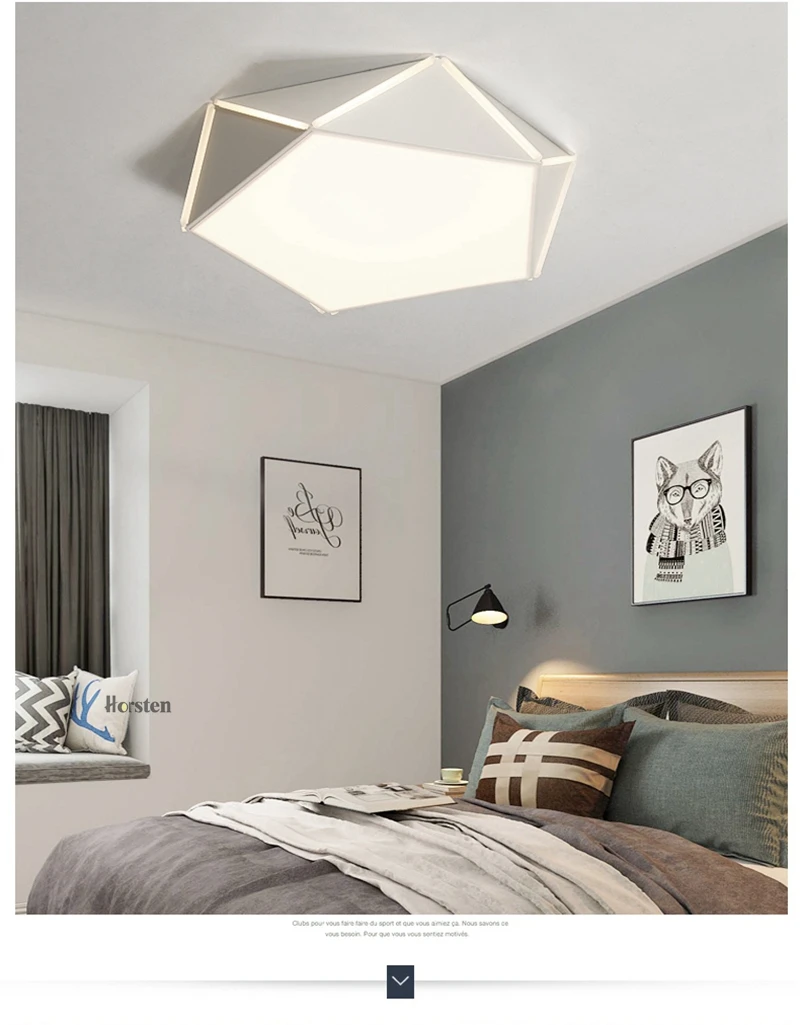 Horsten Geometric Design Ceiling Lights Lamps With Remote Control Indoor Lighting For Bedroom Living Room 6-20 Square Meters (6)