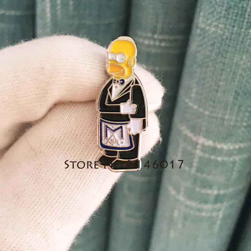 

Masonic Apron Lapel Pin Cartoon Simpsons Ceremonial Suit Brooch New Arrival Hot Soft Enamel Pins Badge Metal Craft Meme Gift