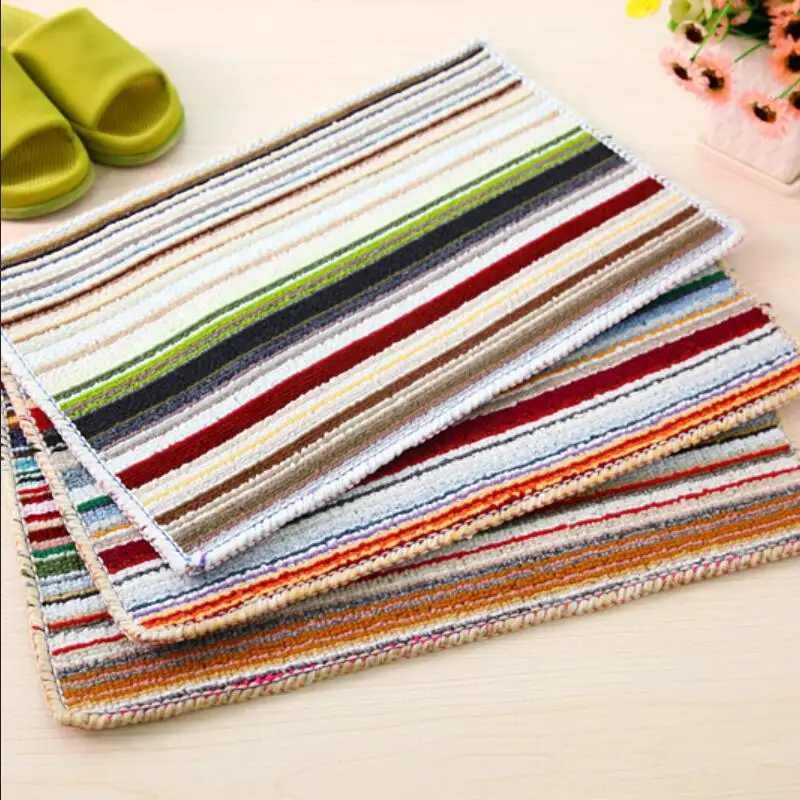 

IHAD Beautiful Color Stripe Carpet Door Mats Anti-slip High Water Absorbing Suited Hallway Bath Bedroom And Kitchen Area