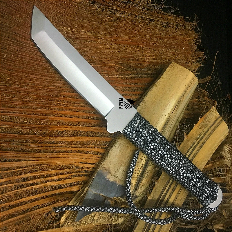 

5 Chromium Forged Steel High Hardness Straight Knife Portable Outdoor Camping Hunting Knives with Leather Sheath Survival Tools